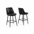 Tabourets de Bar Pivotants en Métal et Simili Cuir Noir