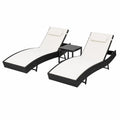 Ensemble de Chaises Longues en Résine Tressée avec Coussins Blancs